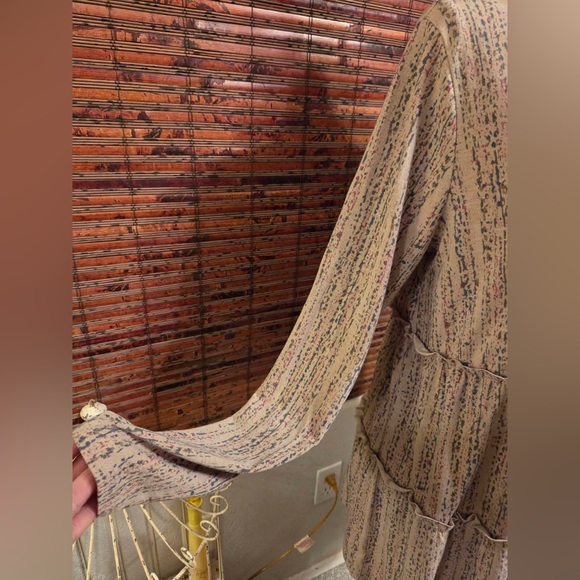 Sew In Love Taupe Multi-Stripe Tiered V-Neck Tunic - Picture 4 of 4